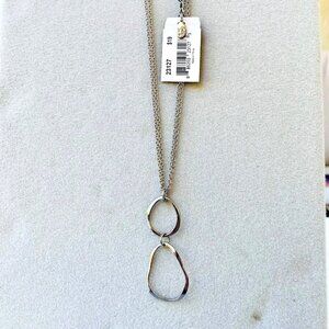 Vintage Cookie Lee silver double hoop necklace